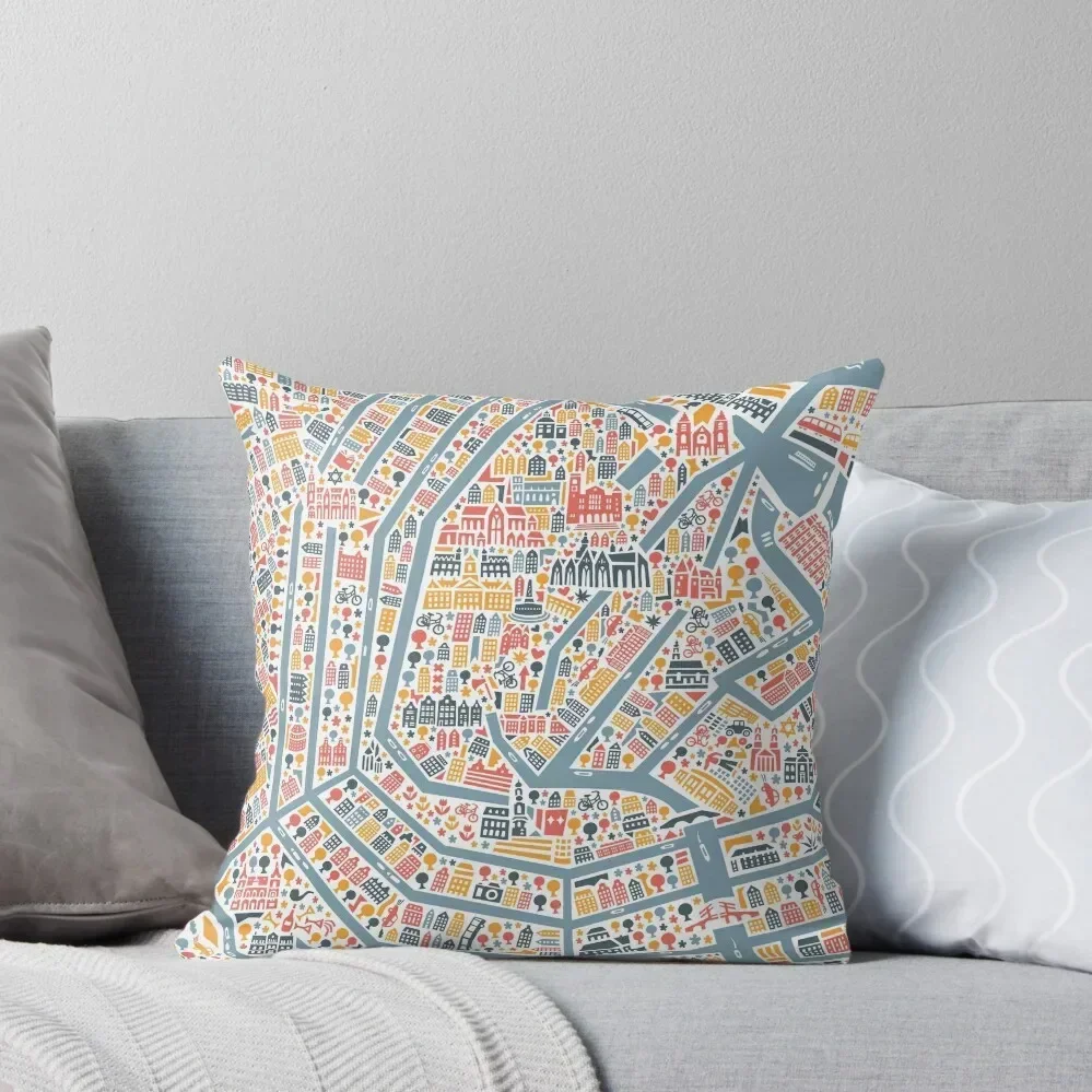 Amsterdam City Map Throw Pillow Elastic Cover For Sofa Bed pillowcases Pillowcases pillow