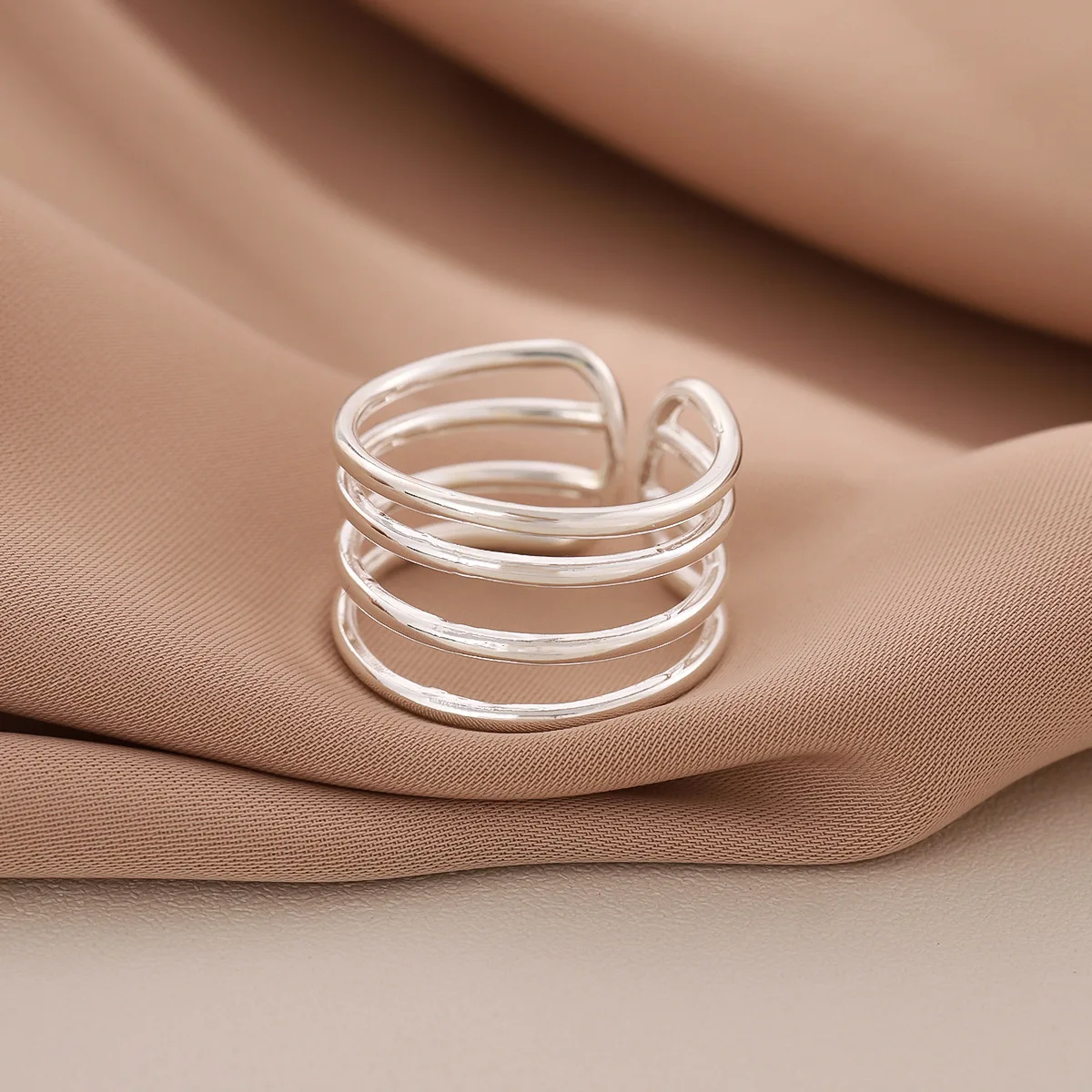 New Creative Temperament Multi-layer 925 Sterling Silver Jewelry Line Type Popular Exquisite Women Gift Opening Rings R348