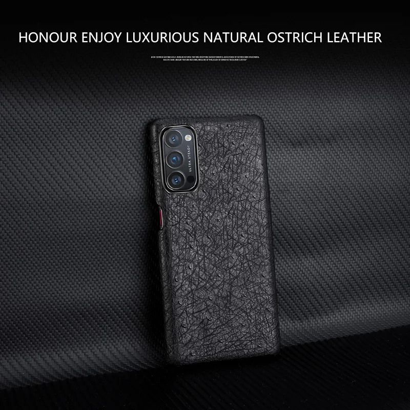 Genuine Leather Phone Case For OPPO Reno 7 SE 6 R17 R15 Pro Find X2 Lite Half Pack Natural Luxury Cowhide Back Cover