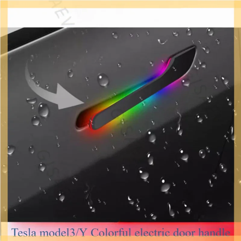 6th Generation Wireless Auto Door Handle for Tesla Model Y 3 / 3 Highland Colorful LED Lights 4-Door Handlebar