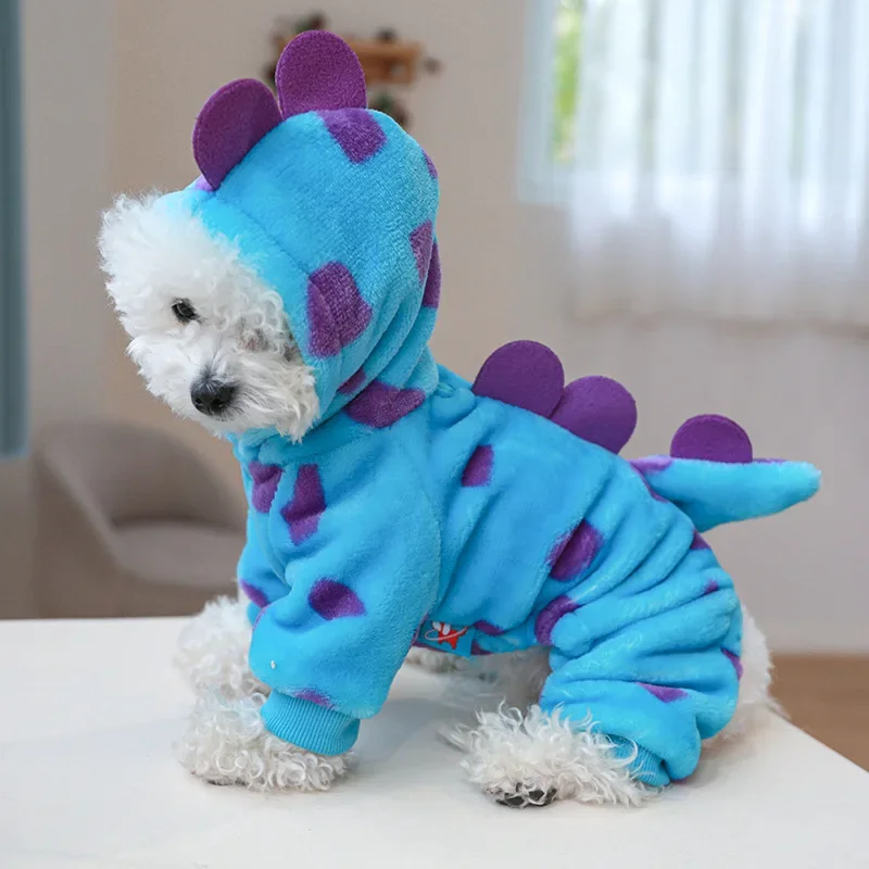 Kawaii dinosaur shaped Dog Jumpsuit Winter Warm Dog Clothes for Small Dog Fleece Pet Pajamas Chihuahua Costume Yorkie Puppy Coat