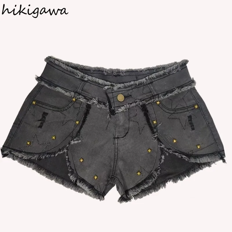 Fashion Korean Jean Shorts 2023 New Bottoms Casual Summer Y2k Pants Pantalones Cortos Streetwear Harajuku Denim Shorts Femininos