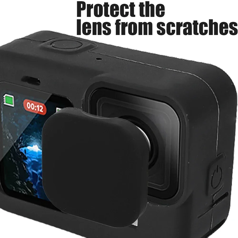 For GoPro Hero 12 11 10 9 Full Protection Kit Tempered Glass Screen Protector Anti Drop Silicone Camera Case Cover with Rope