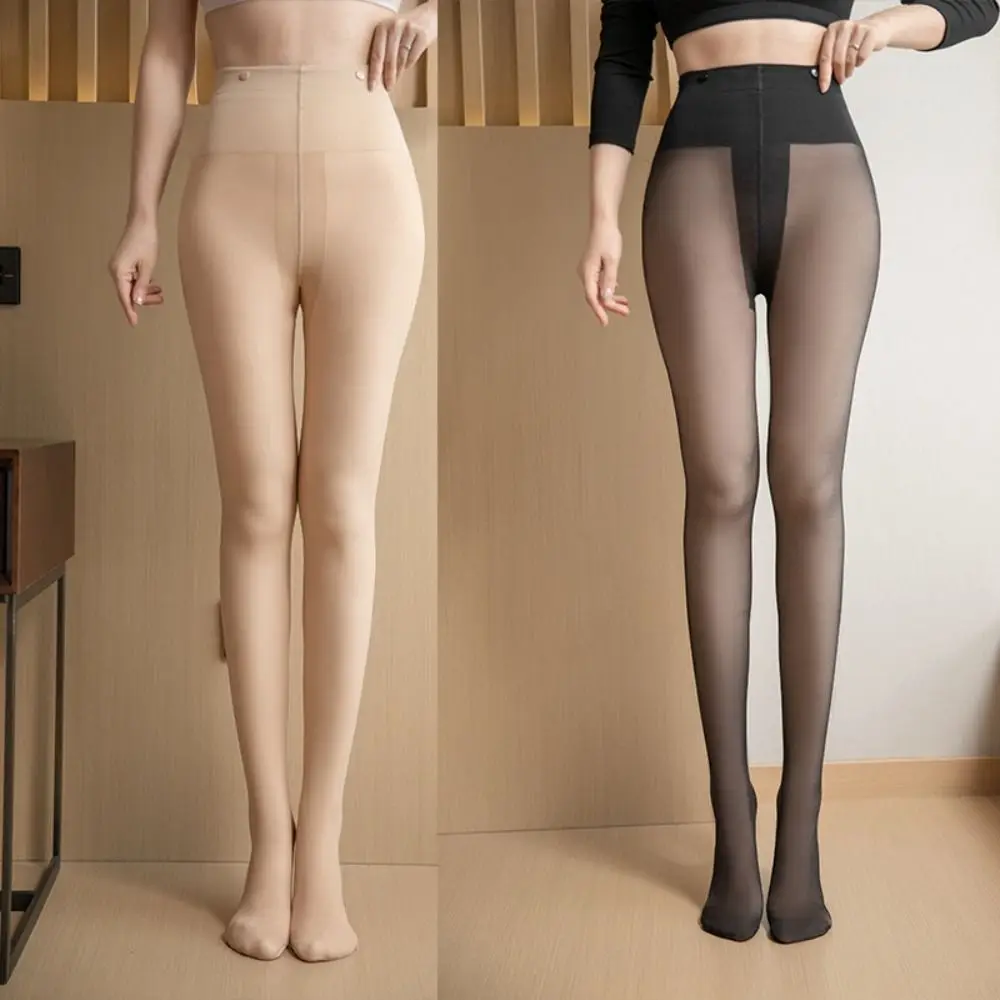 Skin Color Double-layer Bottoming Pants High Waist Nudity Bare Leg Artifact Women Stockings Thermal Pantyhose Winter Pantyhose