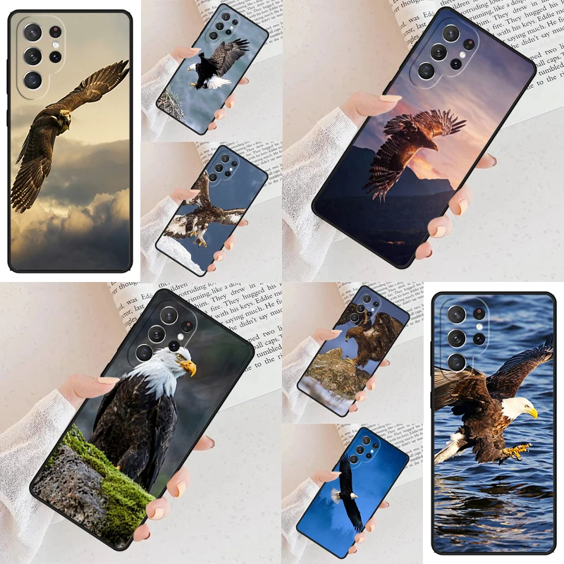 Golden Eagle Flying Phone Case For Samsung Galaxy S24 S23 S22 S21 Ultra S10 Note 10 Pro S20 Plus FE S9 S8 Cover