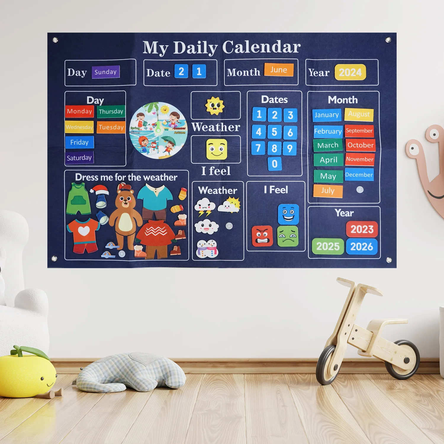 Il mio primo calendario quotidiano per l'aula – Essenziale per il calendario dell'aula dei bambini in età prescolare: anno, mese, giorno, meteo, stagione, Mo