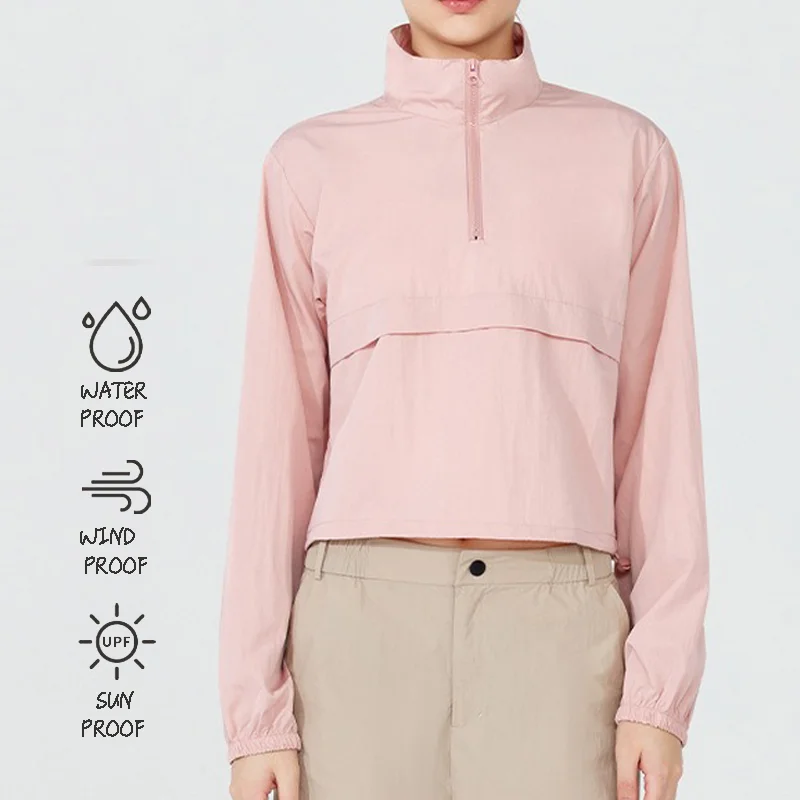

Women's Windproof Lightweight Jacket Long Sleeve Sun Protection Yoga Cover-Up Casual Windbreaker Sports Outerwear Hiking Running