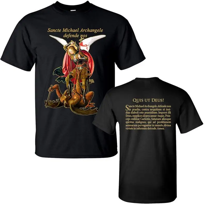 Saint Michael Archangel Archangelus Saint Michael Sancte Archangele Defende Nos DTG PRINT Men TShirt S M L XL 2XL 3XL 4XL 5XL