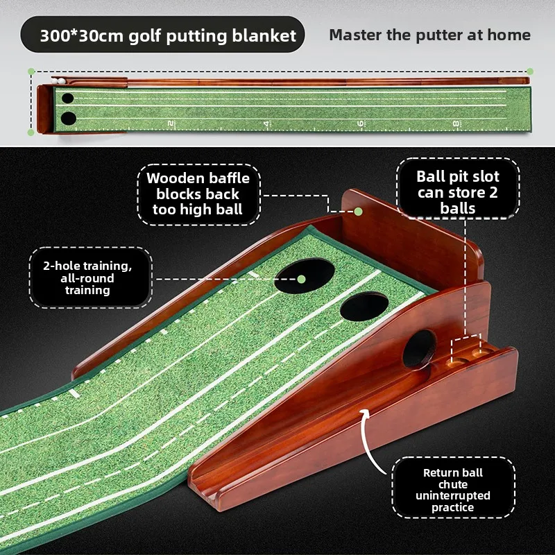 how-true-indoor-golf-putt-trainer-redwood-putt-mat-wood-green-automatic-ball-return-golf-putting-green-practice-device
