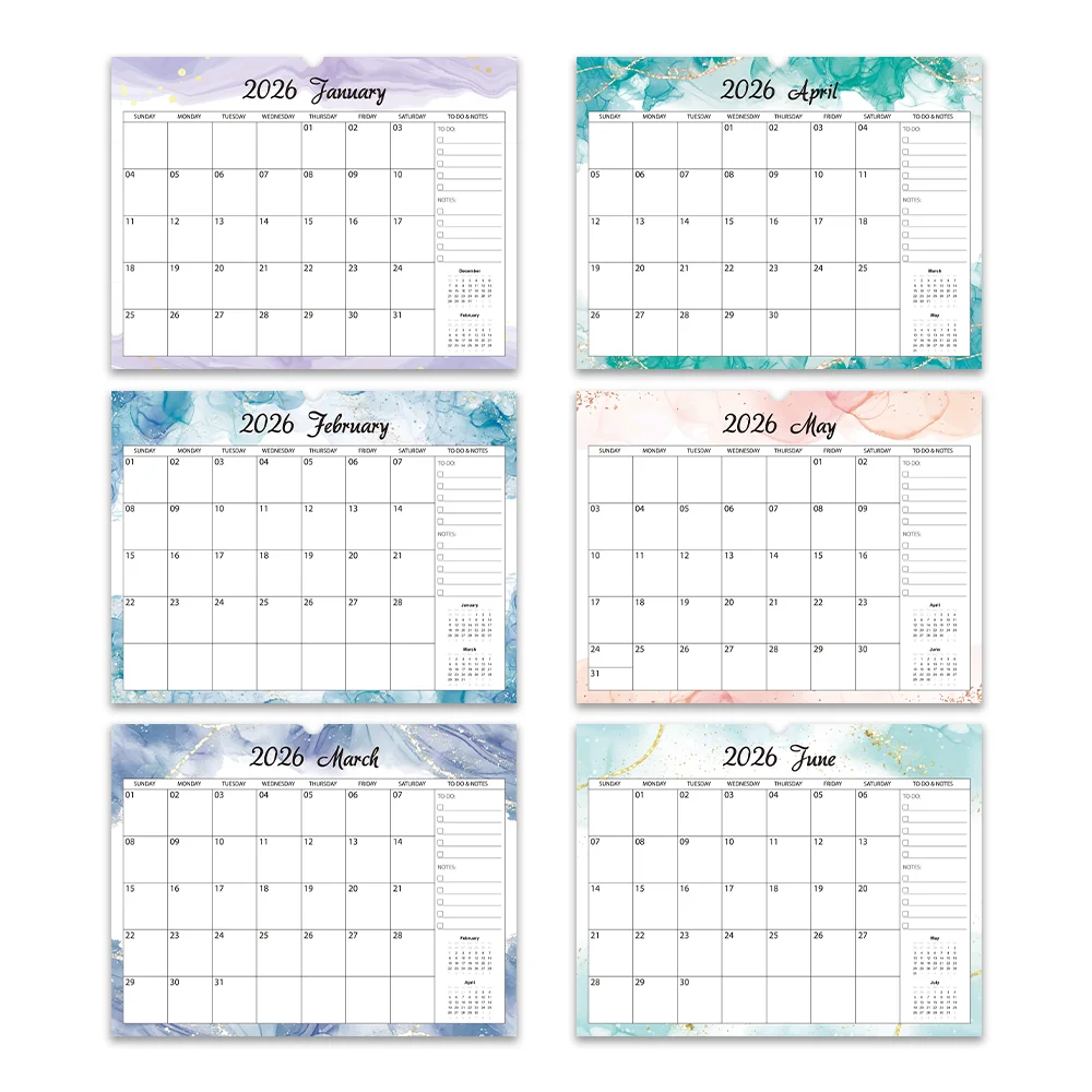 1 قطعة تقويم حائط 2026، تصميم بسيط بألوان مائية، مخطط شهري لمدة 12 شهرًا، هدية مثالية لأعياد الميلاد وعيد الميلاد ورأس السنة الجديدة