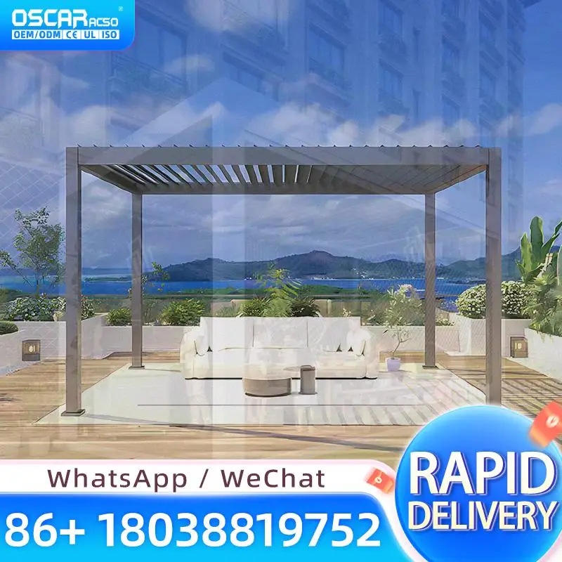 Kit de Techo Bioclimático Motorizado Eléctrico Impermeable 3x6 con Estructura de Aluminio y Persianas para Patio Exterior, Jardín, Pergola, Gazebo