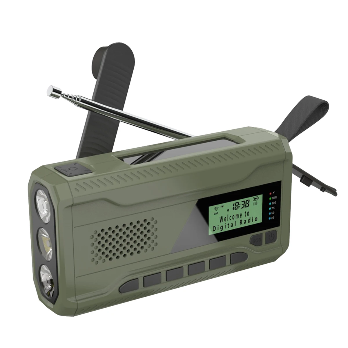 

/FM Bluetooth Radio Emergency Radio Built in 4500Mah Battery Portable Solar Hand Crank Radio Receiver Outdoor Radio