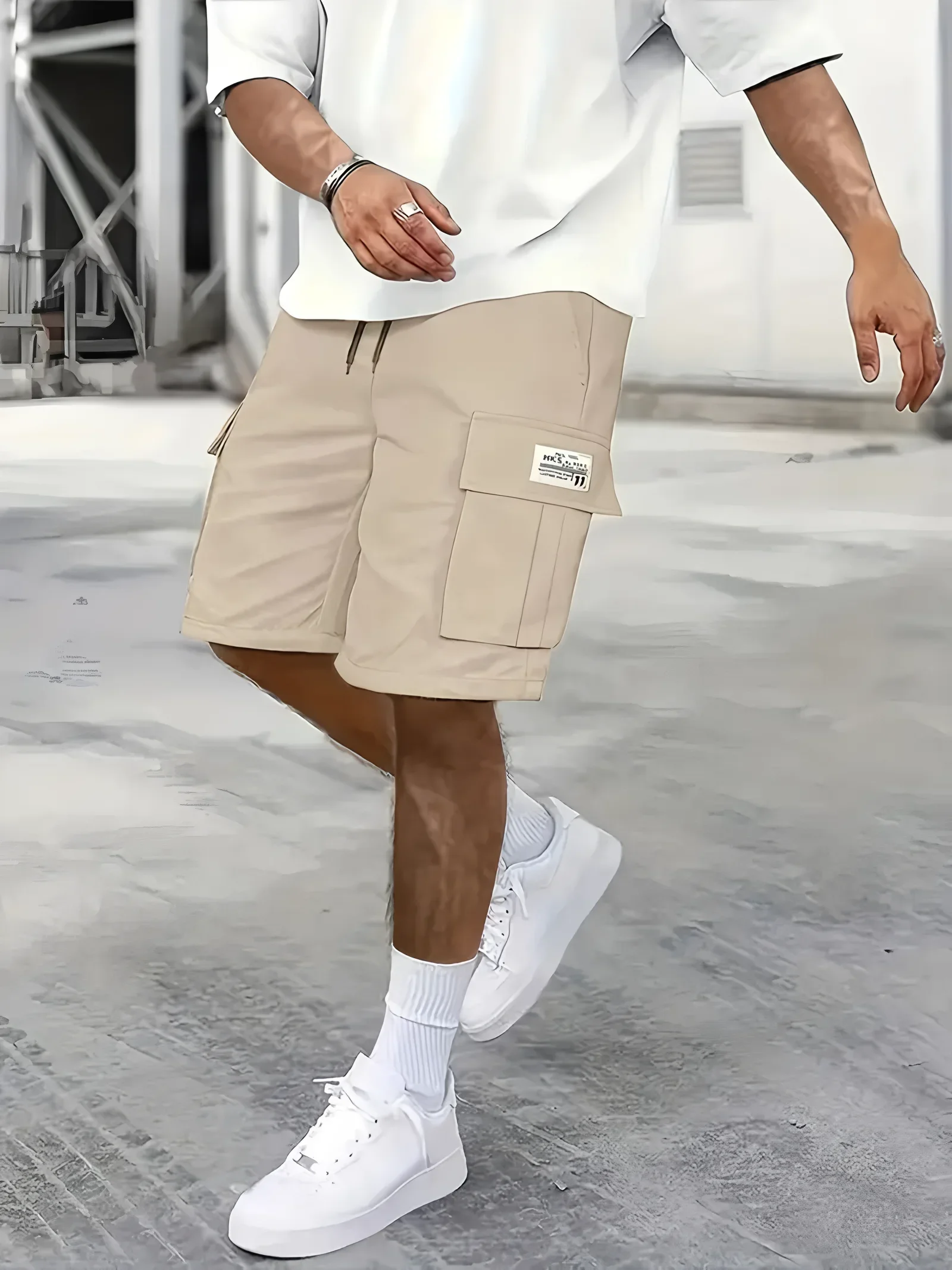Men's Work Shorts; Summer Comfort; Multi-Pocket; Outdoor Leisure Sport Beach Pants; Elastic Waistband