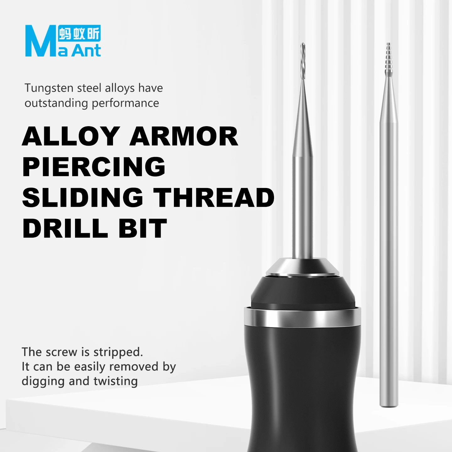 MaAnt 2.35mm Alloy Screw Extractor Sliding Drill Bit Set Chuck for Mobile Phone PCB Motherboard Screw Removal Repair Tools