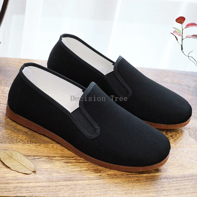 2025 chinese retro cloth shoes beef tendon soft sole men shoes traditional elastic mouth taoist shoes martial arts shoes a001