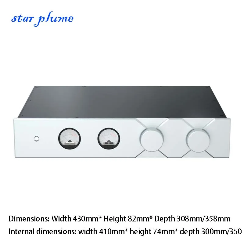 

4308 All-aluminum Shell, Aluminum Alloy Preamplifier/Amplifier Chassis, With VU Meter (430*82*308/358) DIY Case Shell