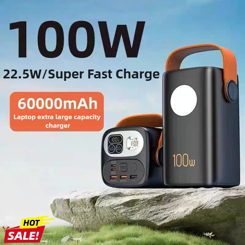 

New 100W Power Bank 60000mAh Large Capacity External Spare Battery Powerful Portable Charger for Laptop IPhone Xiaomi Samsung