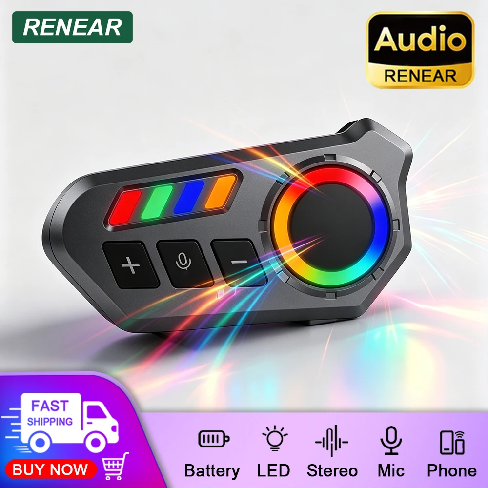 

K06 Motorcycle Helmet Earphones With LED Light Flashlight Soft Hard Mic Bluetooth Headset Stereo For Universal Phone Android Ios