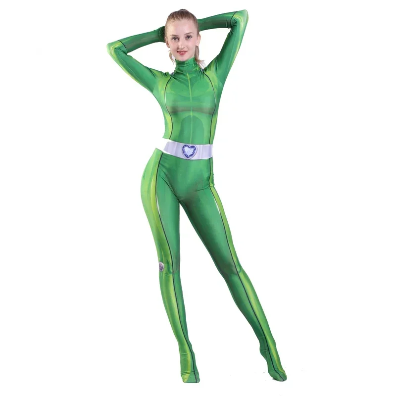 Kids Adults Women Girls Totally Spies Cosplay Costume Zentai Clover Ewing Samantha Simpson Alexandra Bodysuit Suit Jumpsuit MN12