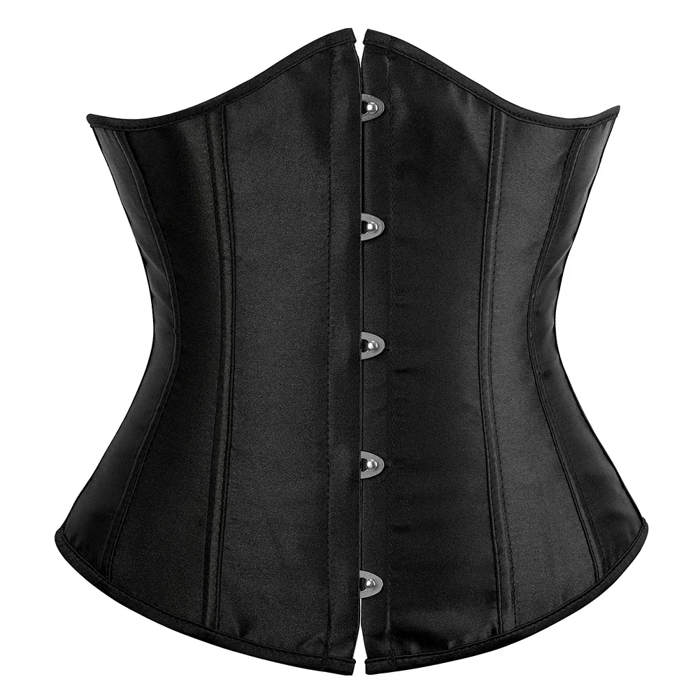 Women\'s Satin Underbust Corset Bustier Waist Training Cincher Plus Size Sexy Lace-Up Bustiers & Corsets