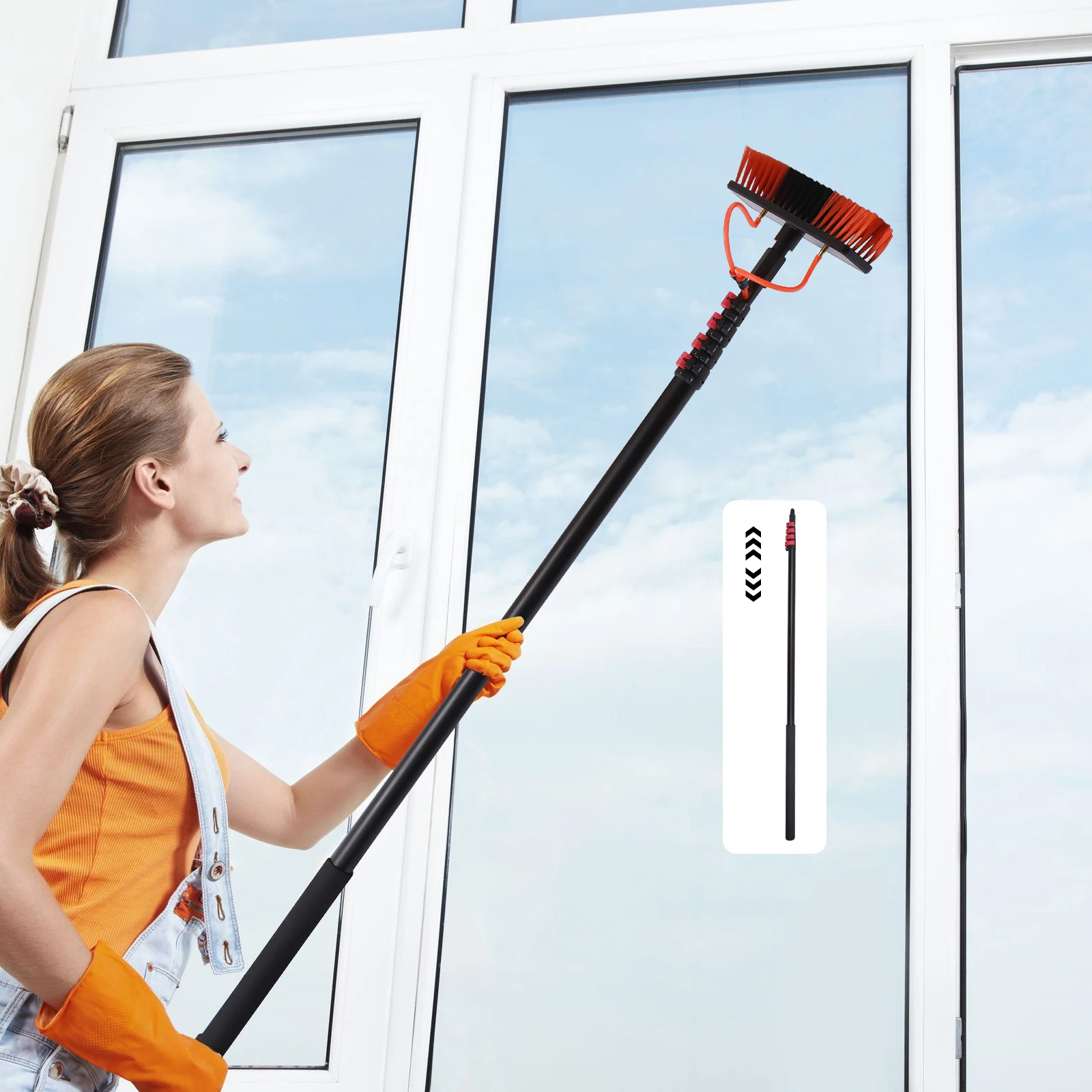 

Professional 20ft Aluminum Alloy Solar Panel Cleaning Kit Telescopic Water-Fed Brush with Squeegee & 210° Adjustable Angle