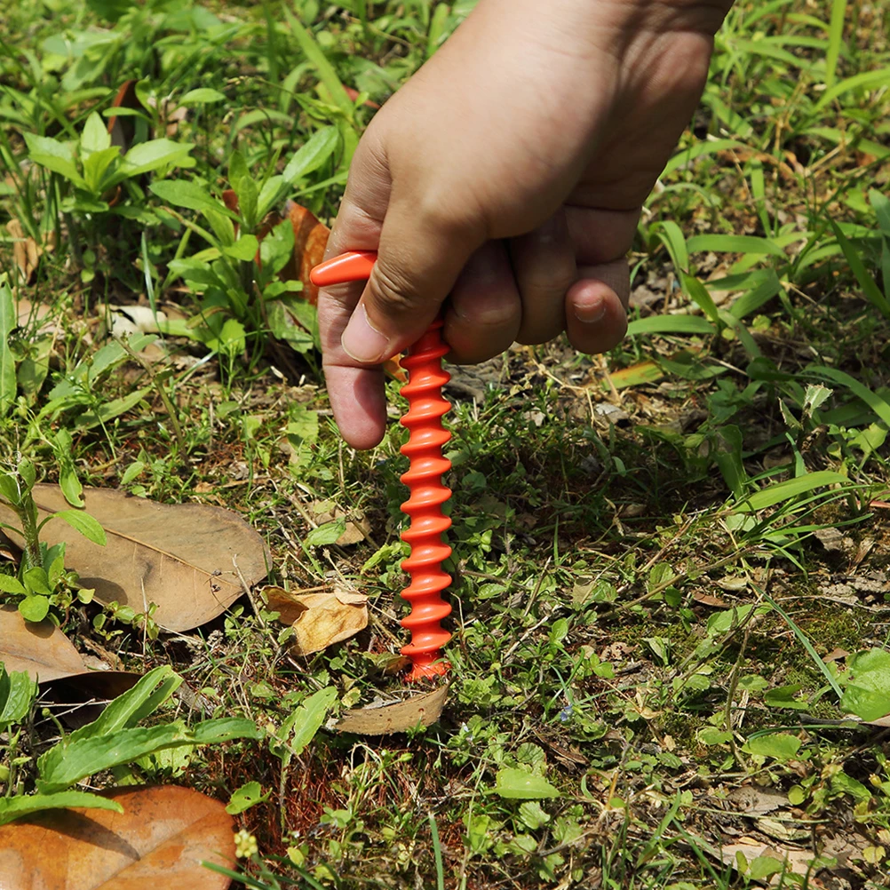 

10pcs High Strength Nylon Tent Stakes Durable Spiral Red Camping Awnings Garden Pegs Fixing Ground Nails Heavy Duty