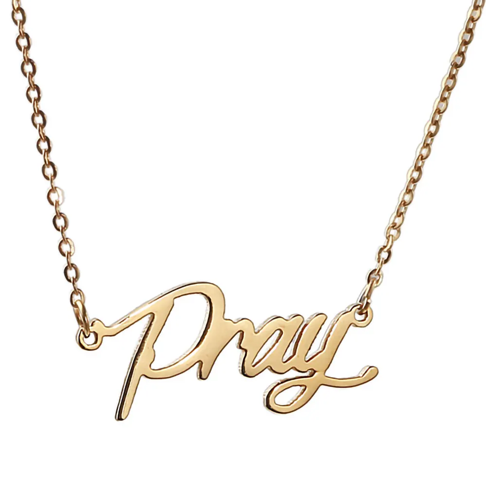 

Pray Nameplate Pendant Name Necklace for Women Stainless Steel Font Letters Charm Jewelry ,NL-2406-4