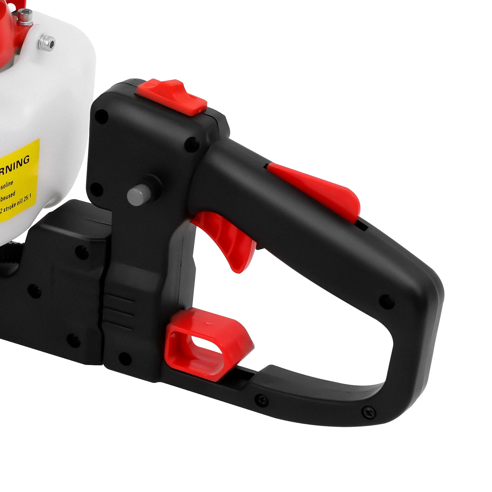 Cortasetos a gasolina de 2 tiempos, 0.90HP, cuchilla de acero al manganeso de doble cara de 22 pulgadas, 180 ° Podadora de arbustos portátil a gasolina con mango giratorio, silenciador de bajo ruido, tanque de combustible grande y dobles empuñaduras ergonómicas para recorte en jardines, parques y carreteras.
