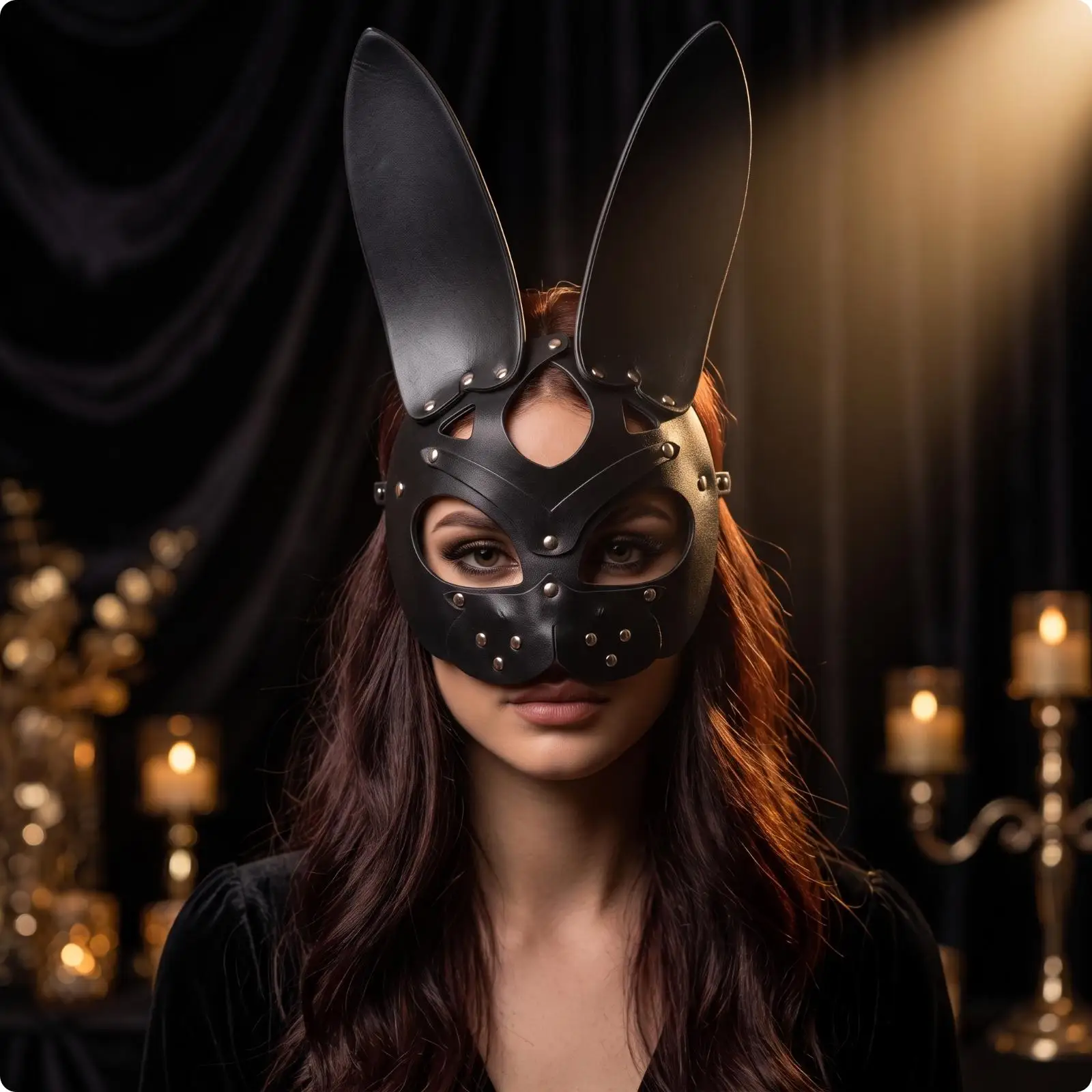 Lightweight Leather Hare Mask with Open Eye Cutouts for Costume Parties