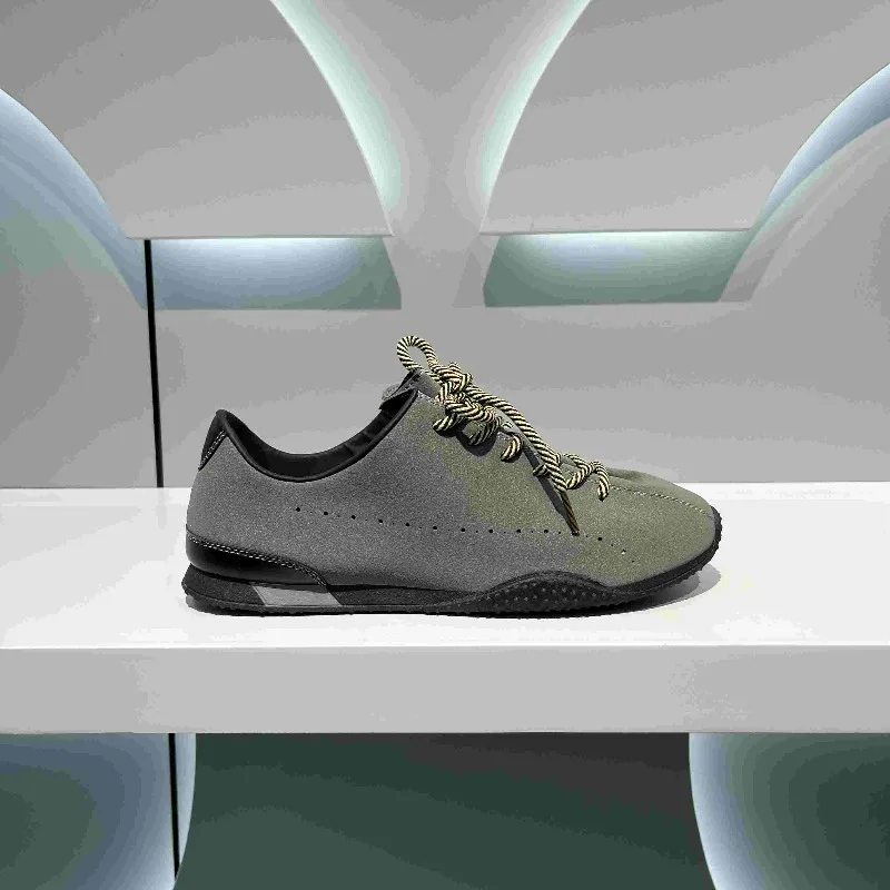Men Training Shoes New Summer Suede Leather Round Toe Flat Lace-Up Men's Sneakers Shoes Lace-Up Casual Shoes For Men