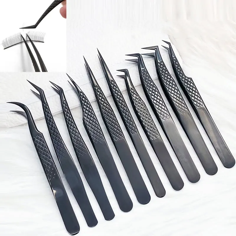 Precise False Lash Tweezers For Eyelash Extension Clip Mega Volume Mink Lashes Make Fans Boot isolation Artist Nail Art Tools