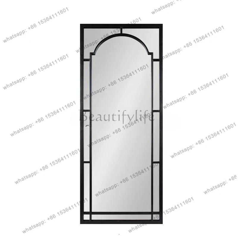 

FG28Wrought iron mirror wall-mounted full-length mirror Nordic style decorative upper wall half-body mirror large size
