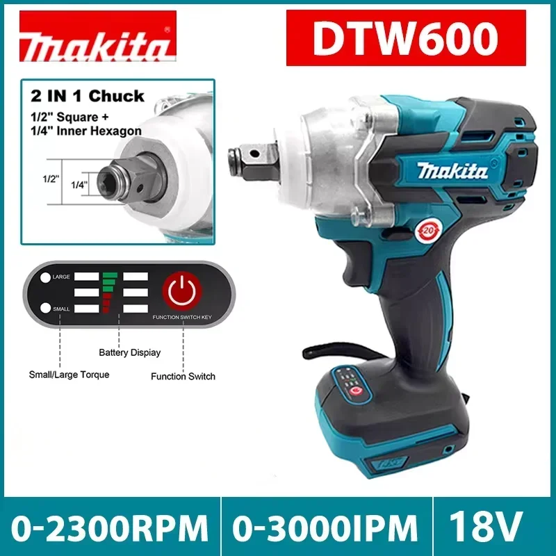 Makita DTW600 Cordless wrench 18V Brushless electric impact wrench 1/2 inch vehicle service tool 18V battery rechargeable