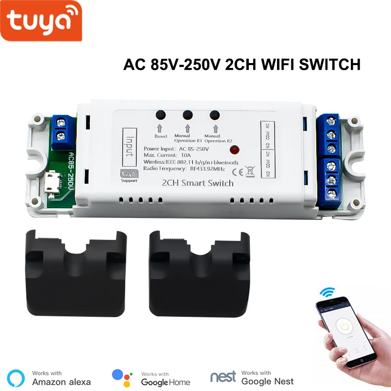 

Tuya RF 433mhz Smart WIFI Модуль переключателя DC 12V 24V 32V 220V Реле Tuya Smart Life APP Дистанционное управление открывателем двери гаража Alexa