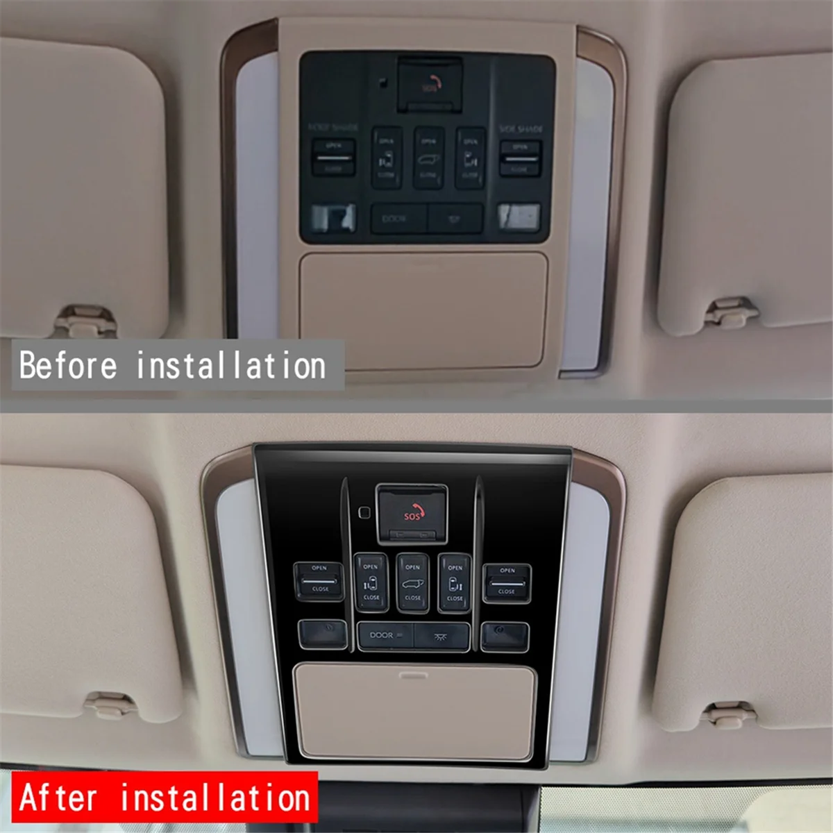 Car Gloss Black Front Reading Light Frame Interior Accessories for Toyota Alphard/Vellfire 40 Series 2023+