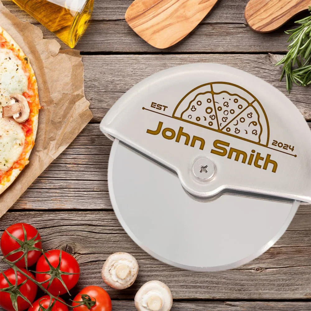 Personalised Stainless Steel Pizza Cutter,Personalized Pizza Slicer with Engraved Designs,Kitchen Gift, Wedding, Birthday Gift