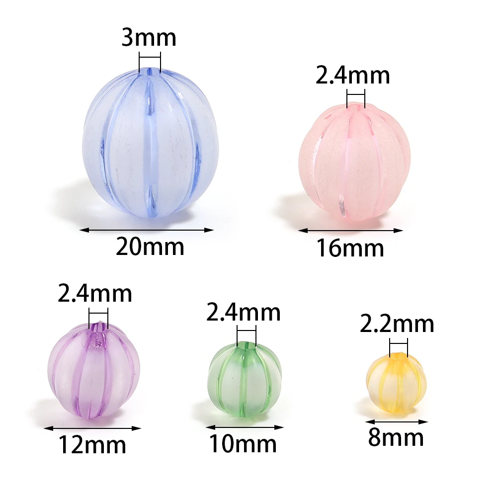 10-100pcs 8/10/12/16/20mm Round Pumpkin Acrylic Beads Loose Spacer Beads For DIY Bracelets Earrings Jewelry Making Accessories