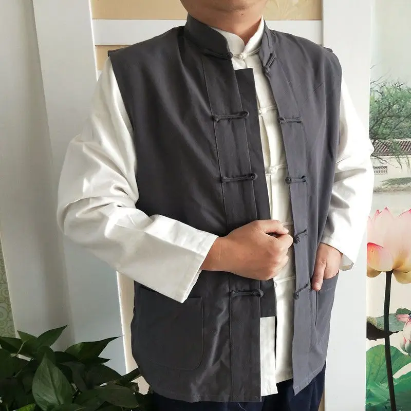 القطن الخالص الصينية Sle Jaet الرجال Svel الوقوف طوق سترة ملابس خارجية ربيع الخريف التقليدية تانغ دعوى الطبقة الخارجية #2