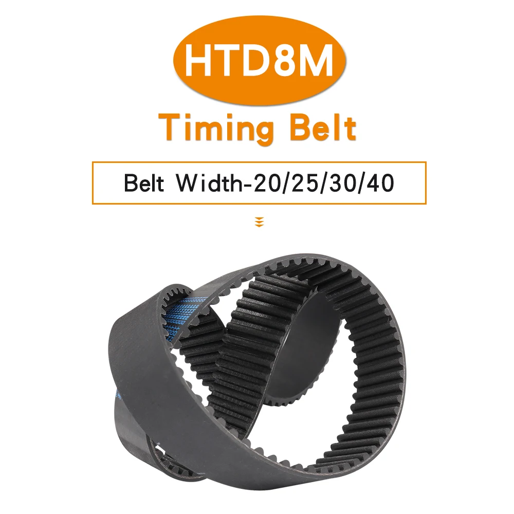 Transmission Belt Circle-arc Tooth Model HTD8M-3032/3048/3120/3168/3200/3264/3280/3360/3400/3408 Rubber Belt Width 20/25/30/40mm