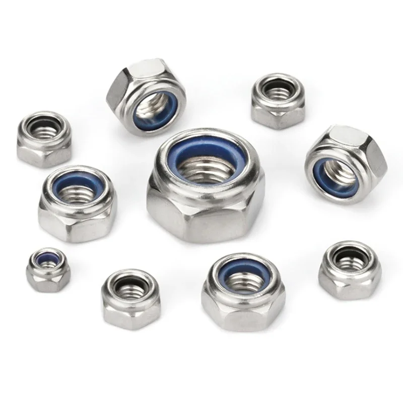 4 # 6 # 8 # 10 # Nakrętka samokontrująca z nylonowym wkładem, sześciokątna, anglo-amerykańska, ze stali nierdzewnej 316/304, rozmiary: 1/4, 5/16, 3/8, 1/2.