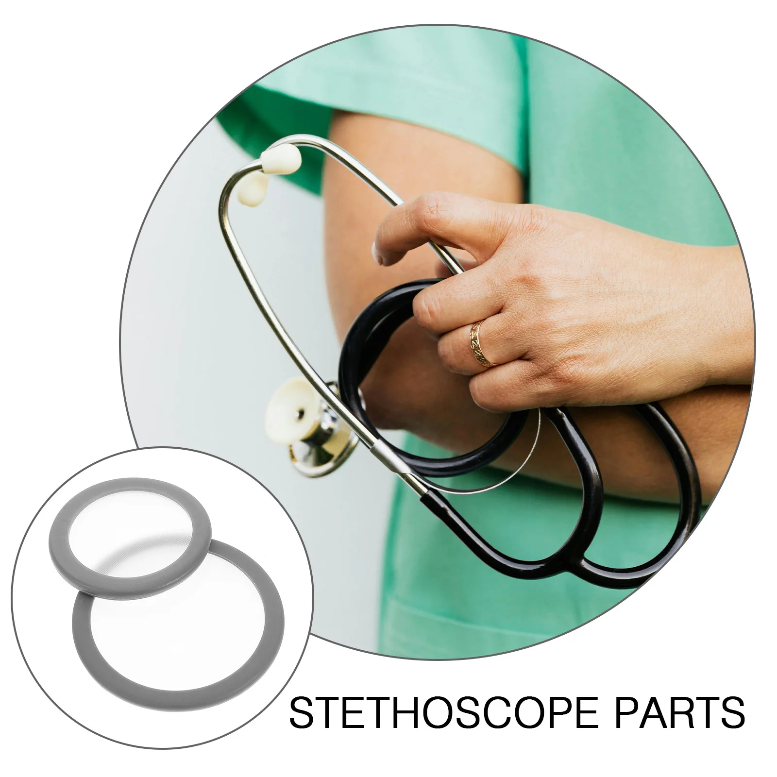 بولي كلوريد الفينيل سماعة الطبيب الحجاب الحاجز استبدال 2 قطعة مع العائمة تصميم طقم قطع غيار لملحقات الأطفال الرقمية حلقة غطاء