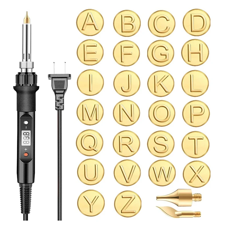 

Promotion! Wood Burning Kit With Letters,DIY Wood/Leather Burning Set, Letter Soldering Iron Stencils Kit Tool US Plug