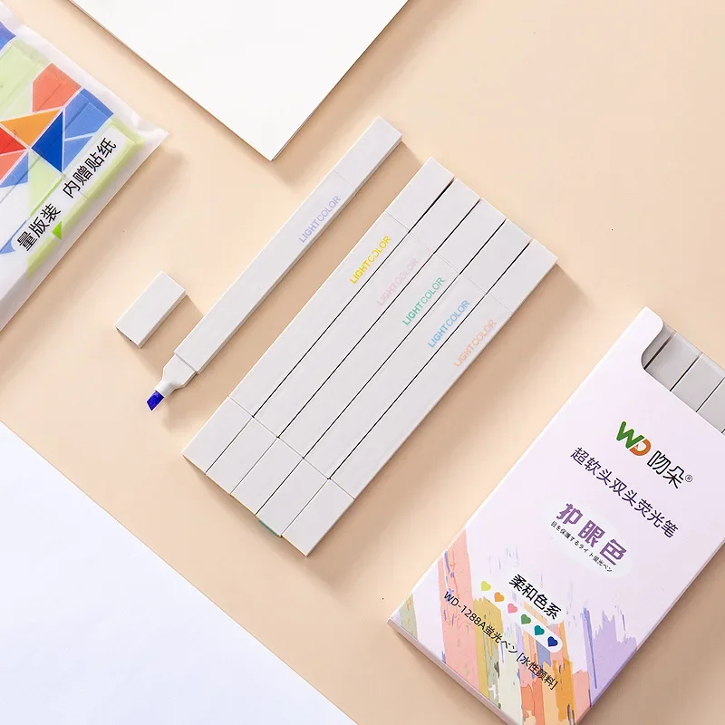 24pcs Morandi Soft Head Highlighter Marker Light Color Marker For Students Colored Hand Tent Pen Set Stationery