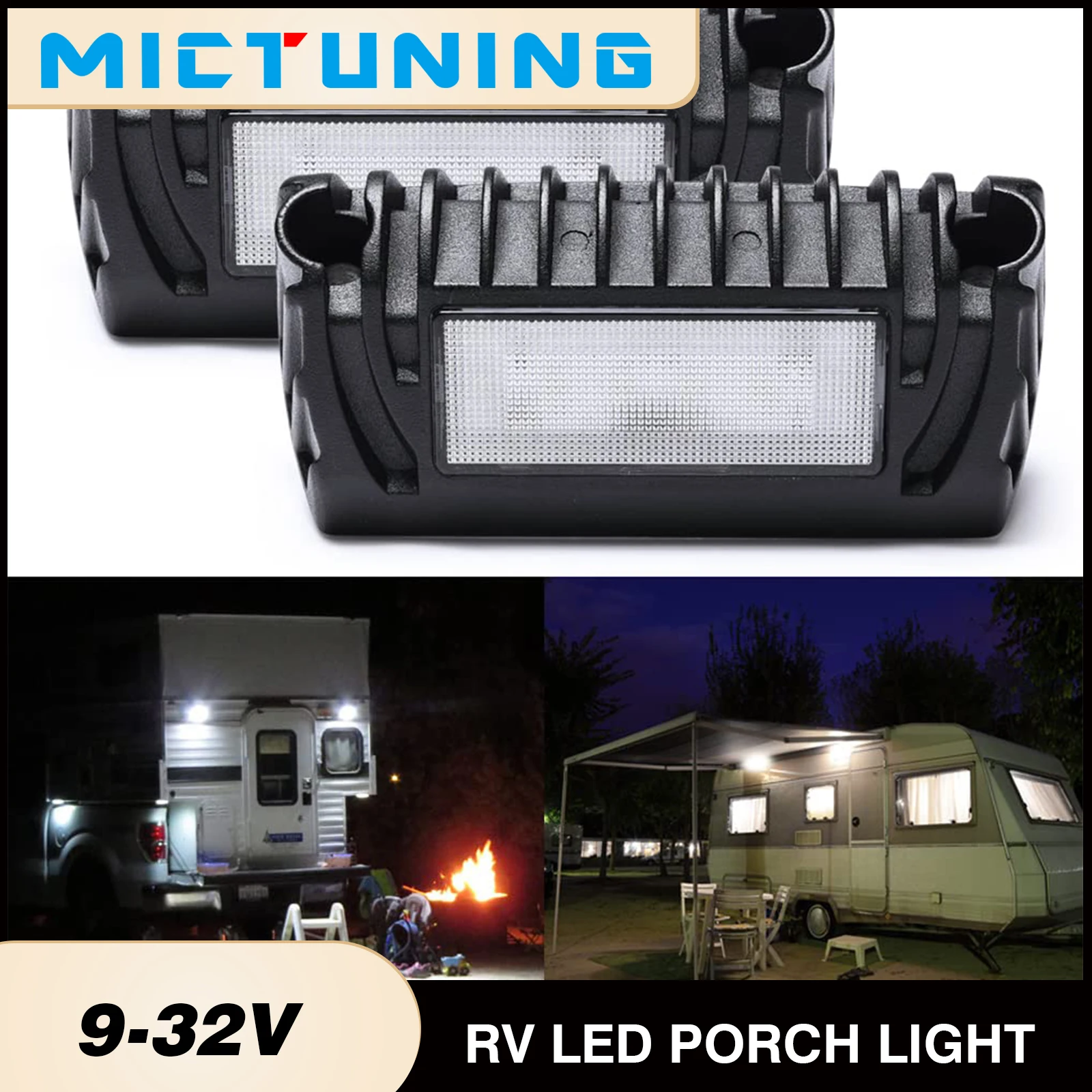 

MICTUNING RV Exterior LED Porch Utility Light 9W 750 Lumen Awning Lights Waterproof Replacement Lighting For Caravan Camper