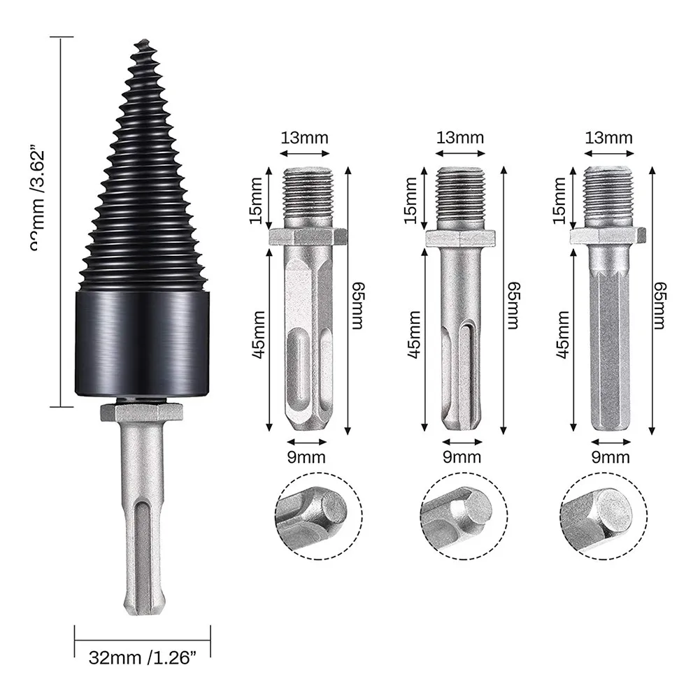 

Сверло 32 мм 4*4 шт. 4x для дров для электрического молотка HSS, высокоскоростная сталь, конус для раскалывания древесины