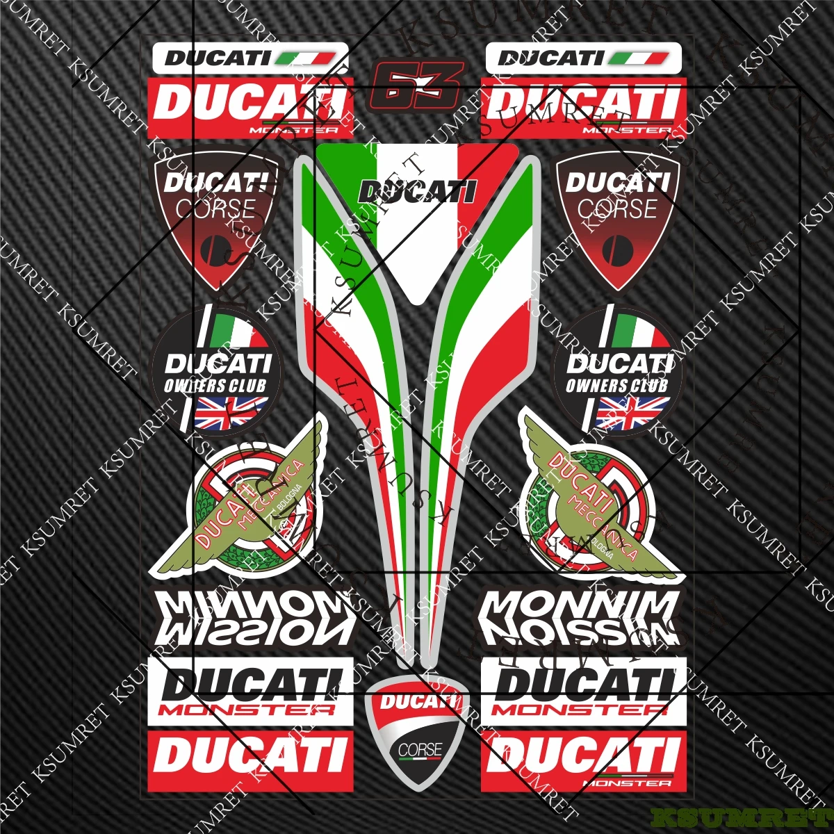 ل Ducati دراجة نارية ملصق خزان شعار الشارات خوذة #5