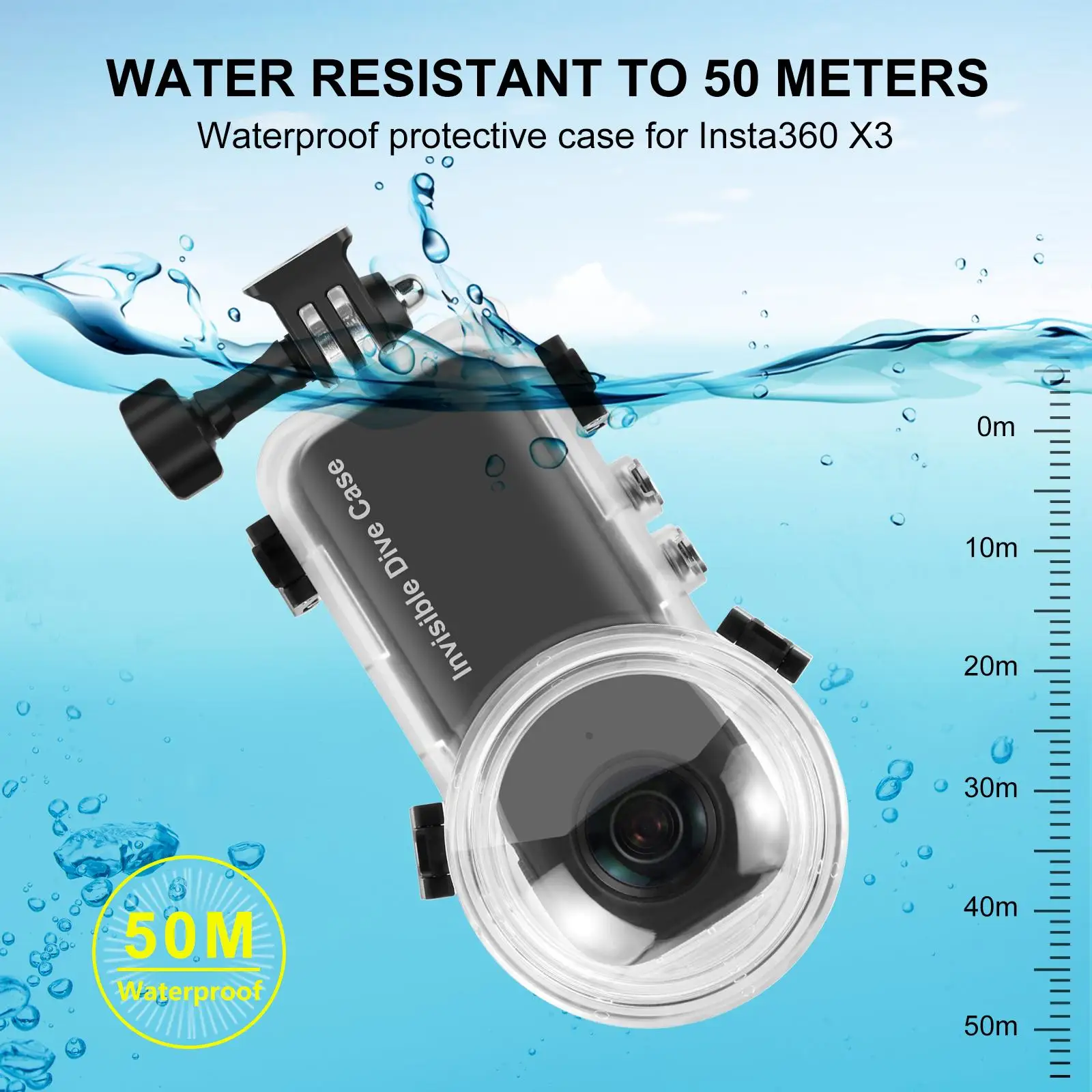 PULUZ 50m Wasserdichtes, Versiegeltes Tauchgehäuse für Insta360 X4 Unterwasser-Schutzhülle Sport-Action-Kamera-Zubehör – Detail 7