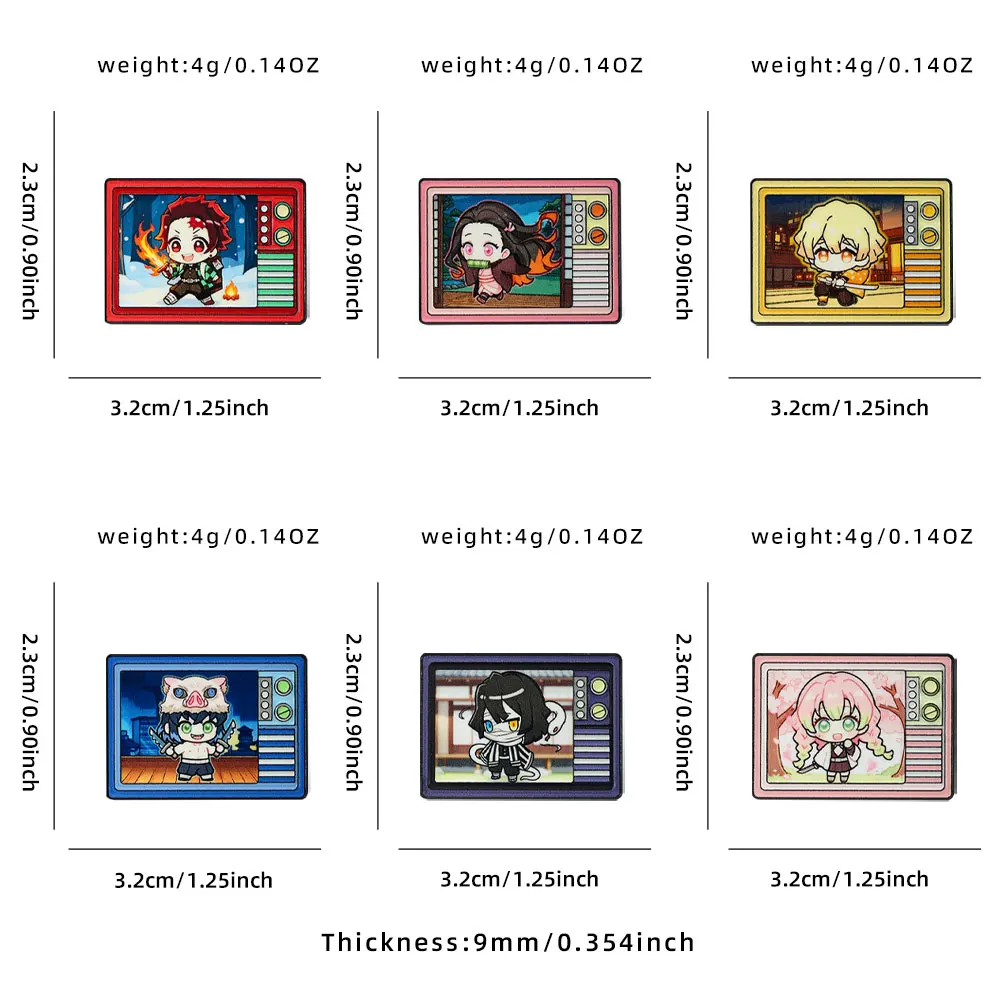 6Pcs Demon Slayer Retro Anime Character Brooch Set Enameled Pin Badges Holiday Gift for Fans And Collectors Cute TV Shaped view 6