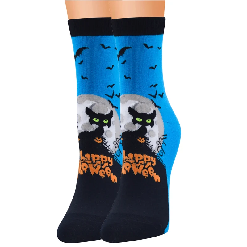 New Halloween Series Pumpkin Bat Scary Socks Women\'s Middle Tube Socks Cotton Cartoon Party Supplies Socks Gift