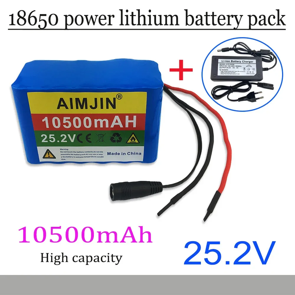 

High capacity 25.2V 10500mAh 18650 lithium battery 6S3P BMS power battery pack With charger